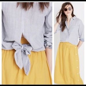 Madewell Blue Striped Tie Back Shirt